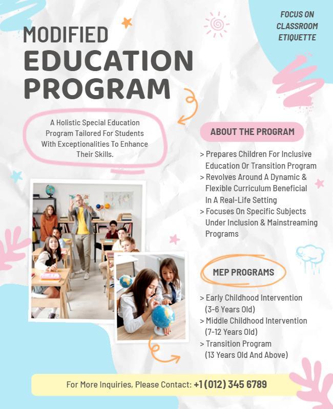 Modified Education Program Information Flyer Template