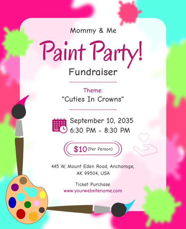 Mommy and Me Paint Party Fundraiser Flyer Template