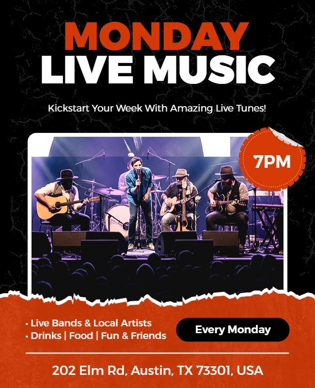 Monday Night Live Music Event Flyer Template