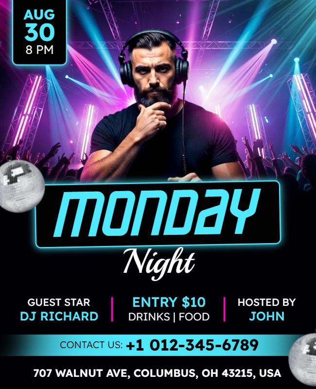 Monday Night Party Flyer Template