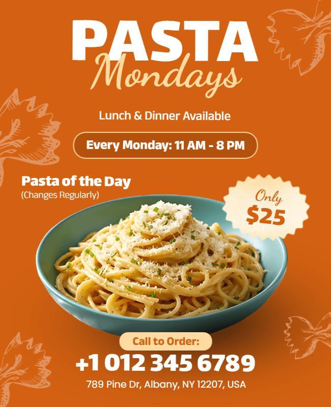 Monday Pasta Deal Advertisement Flyer Template
