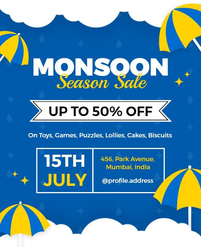 Monsoon Season Sale Promotional Flyer Template