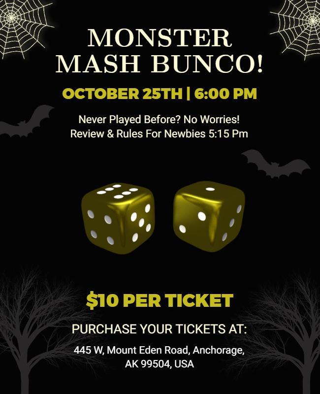 Monster Mash Bunco Event Flyer Template