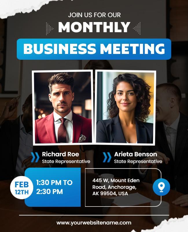 Monthly Business Meeting Announcement Flyer Template