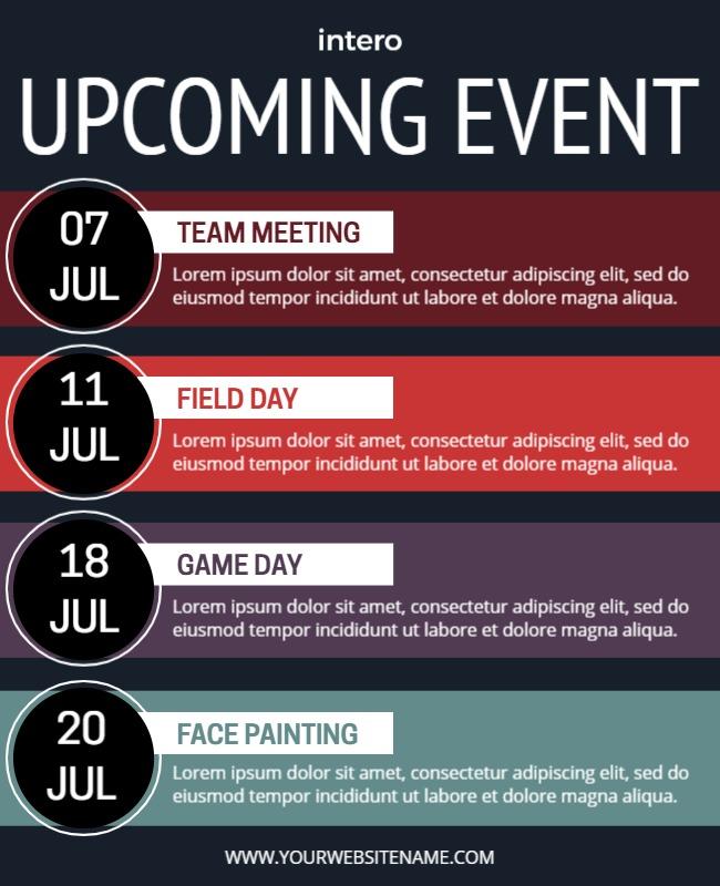 Monthly Company Events Schedule Flyer Template