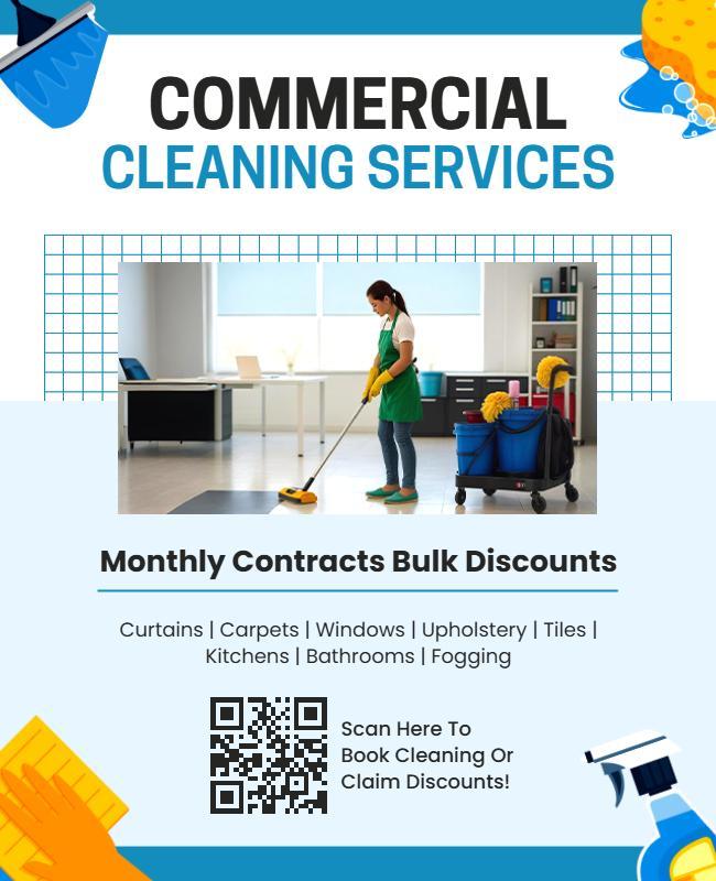 Monthly Contracts Commercial Cleaning Services Promotional Flyer Template