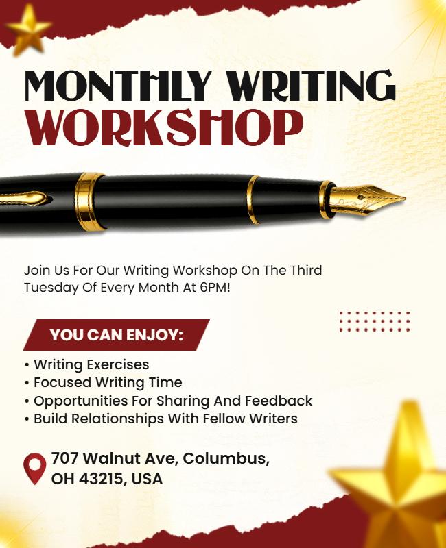 Monthly Creative Writing Workshop Flyer Template