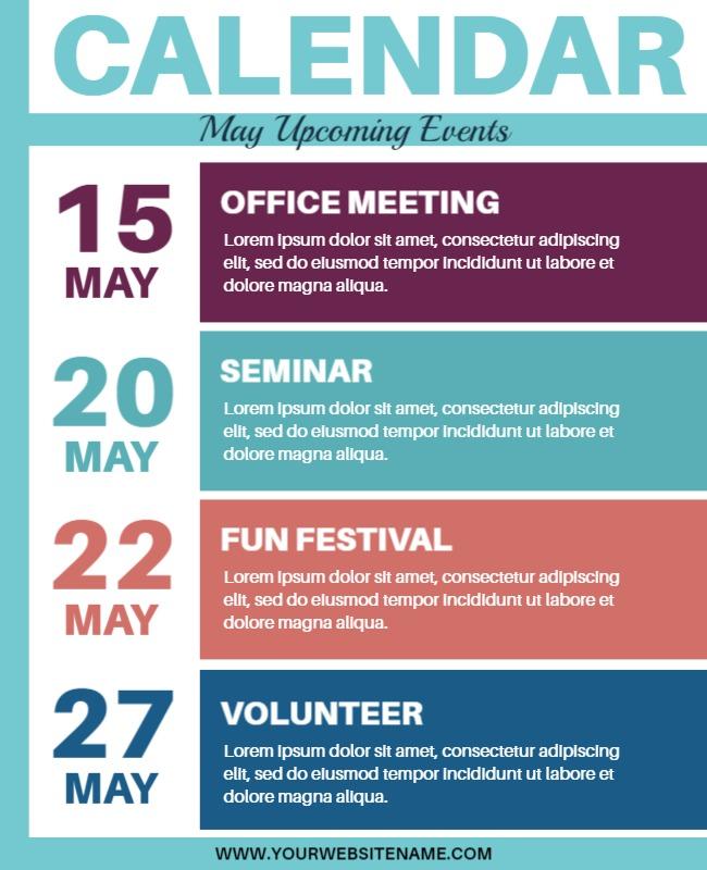 Monthly Event Highlights Calendar Flyer Template