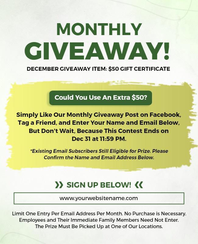 Monthly Giveaway Promotion Event Flyer Template