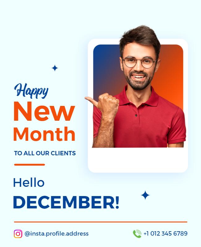 Monthly Greetings December Announcement Flyer Template