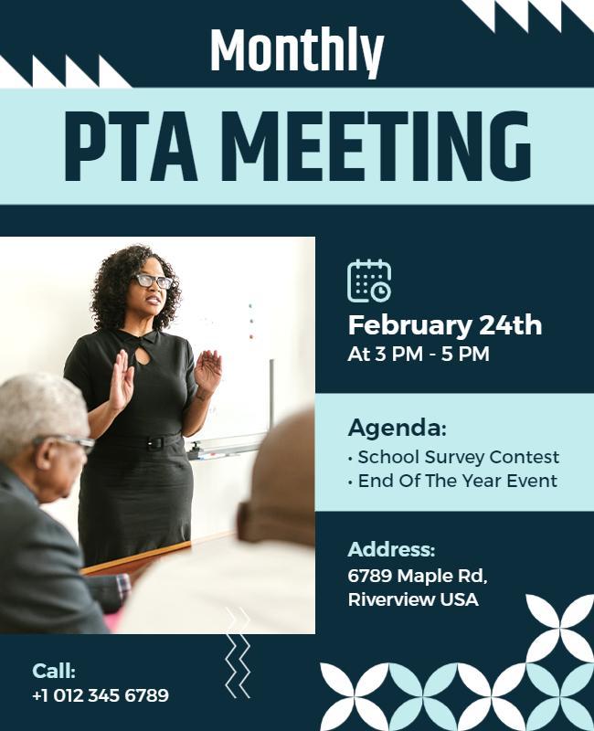 Monthly Pta Meeting Event Flyer Template