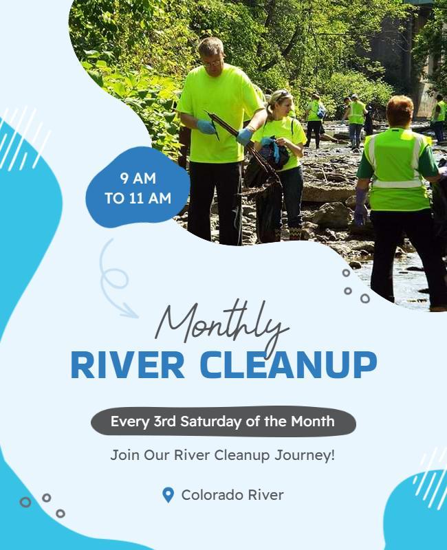 Monthly River Cleanup Event Flyer Template