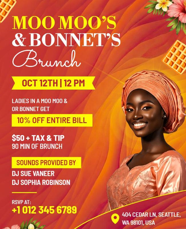 Moo Moo's and Bonnet's Themed Brunch Flyer Template