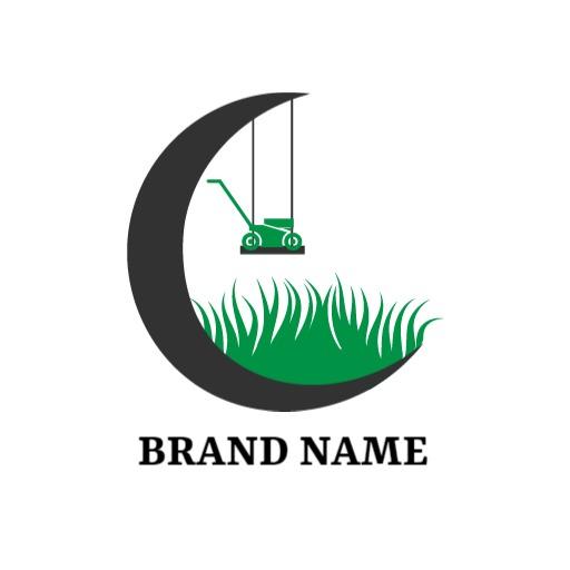 Moon and Grass Imagery Highlighting Lawn Care Services Logo Template