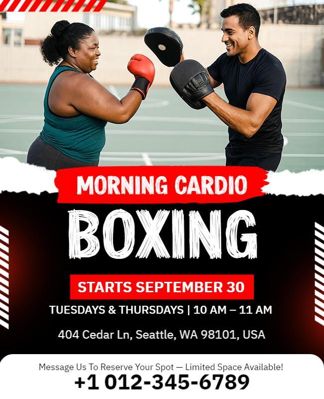 Morning Cardio Boxing Class Flyer Template