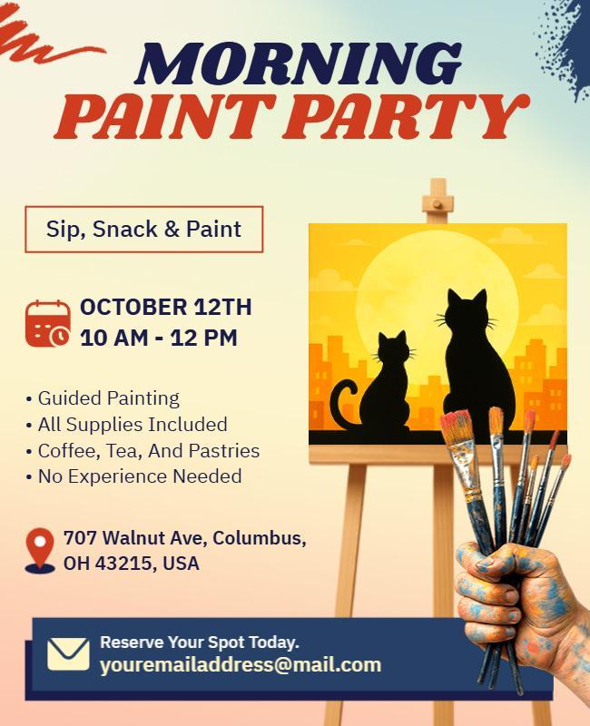 Morning Paint Party Event Flyer Template