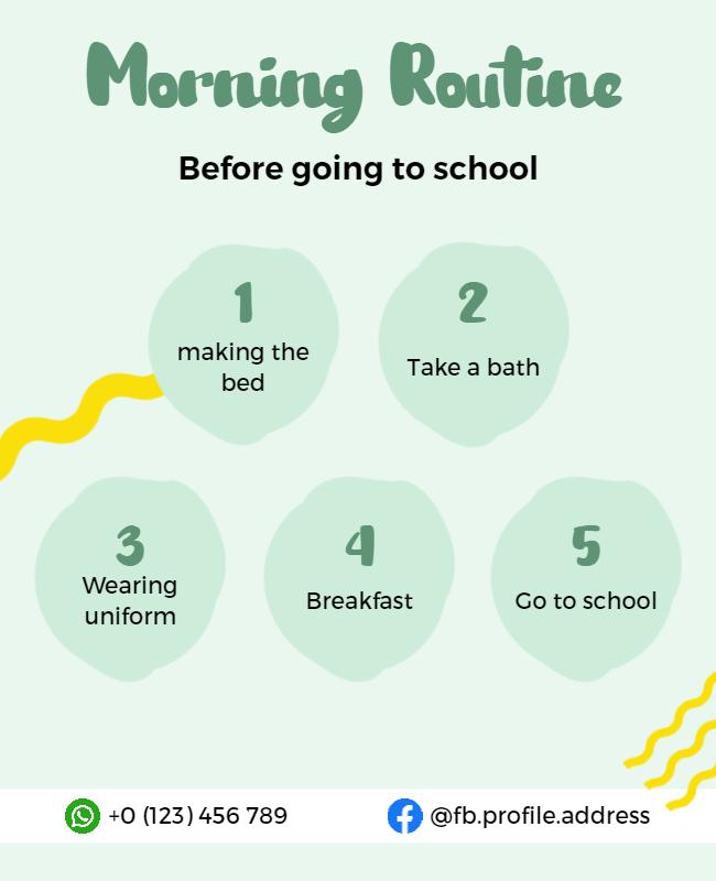 Morning School Routine Checklist Flyer Template