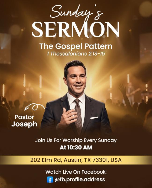 Morning Worship Sermon Announcement Flyer Template