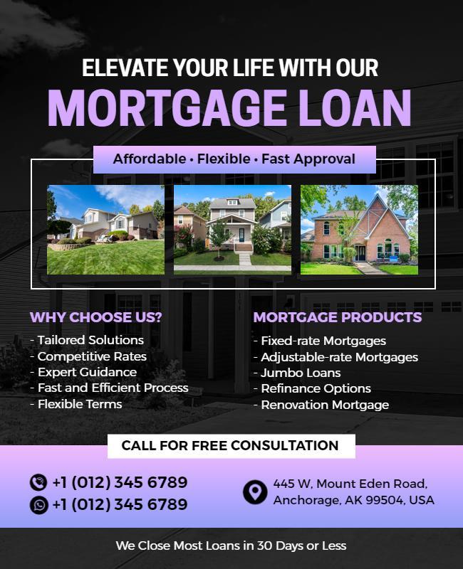 Mortgage Loan Services Promotional Flyer Template