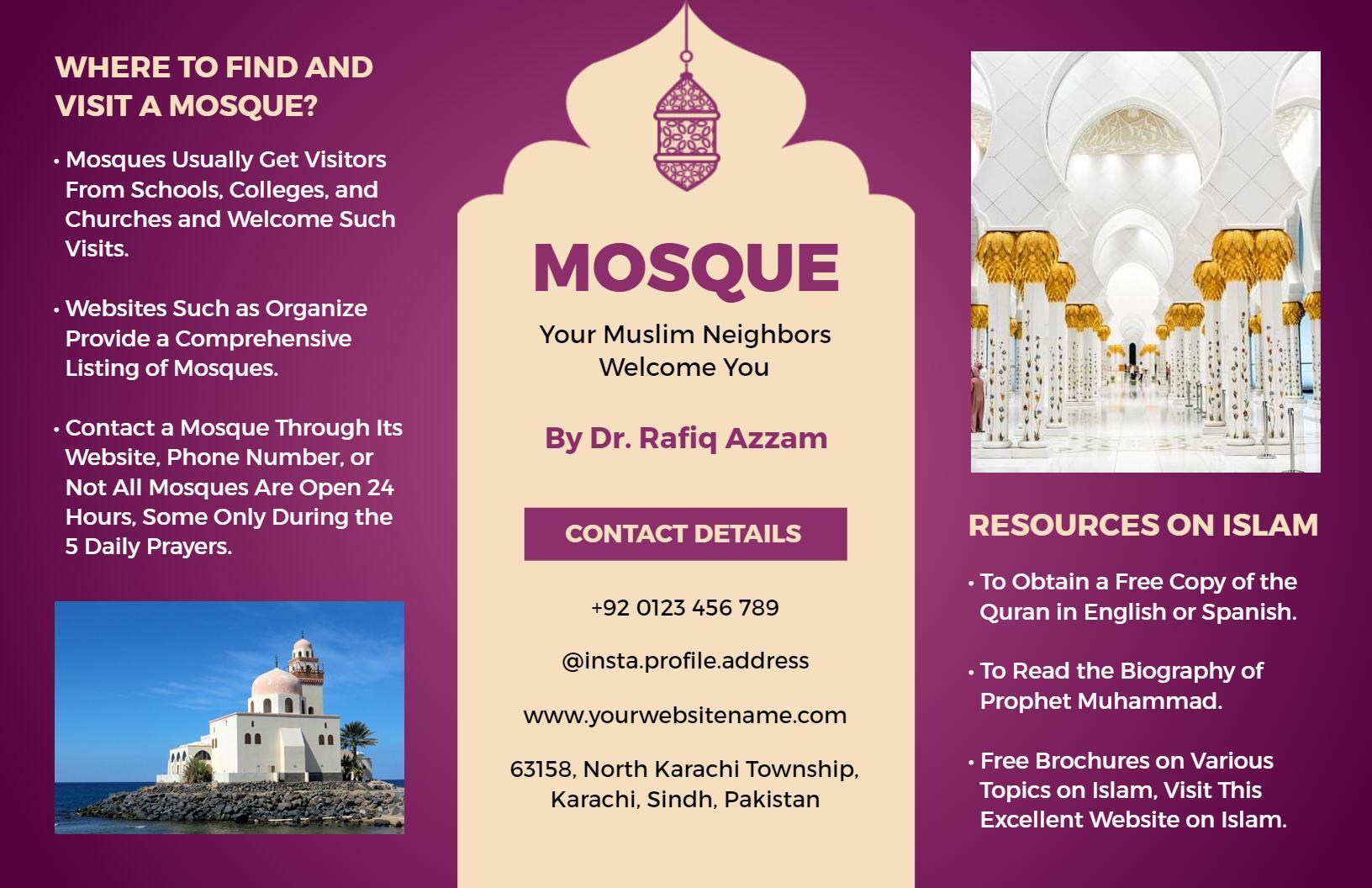 Mosque Visiting Guide and Islamic Beliefs Brochure Template
