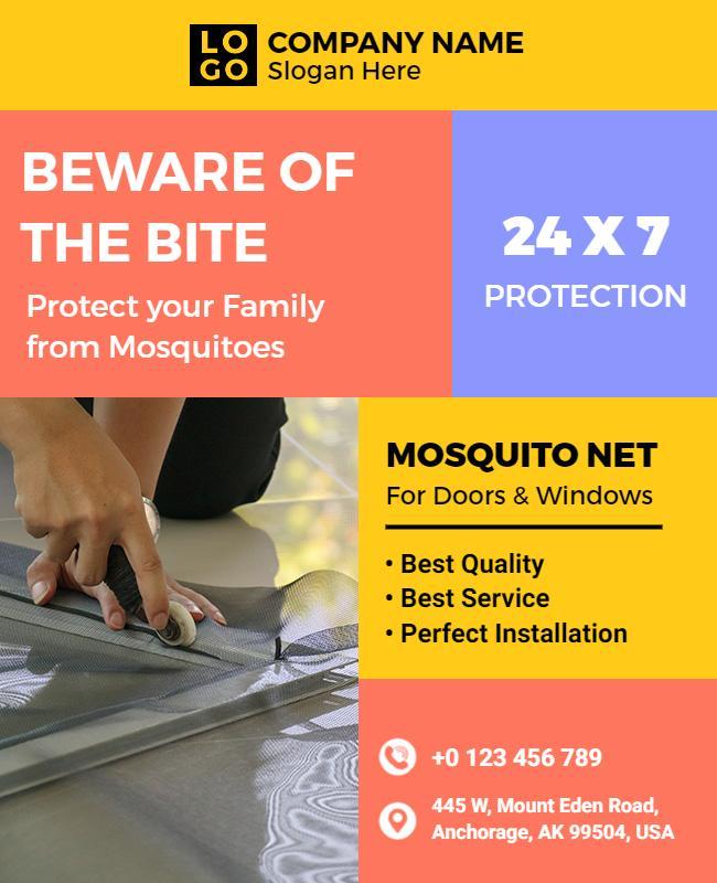 Mosquito Net Installation Protection Flyer Template