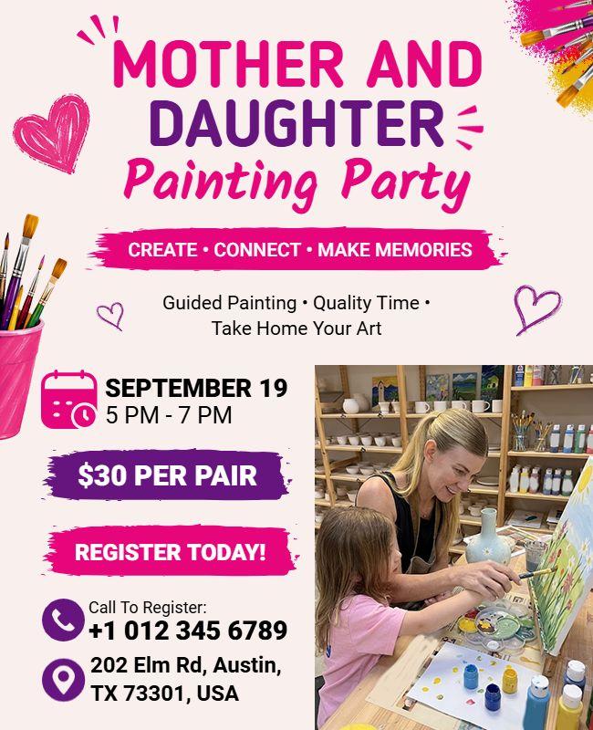 Mother and Daughter Painting Party Flyer Template