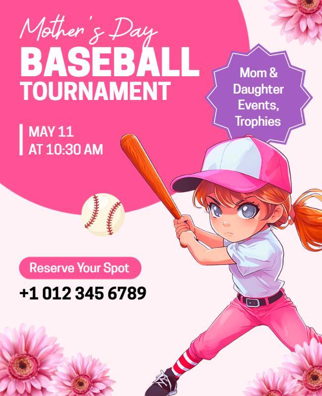 Mother's Day Baseball Tournament Flyer Template