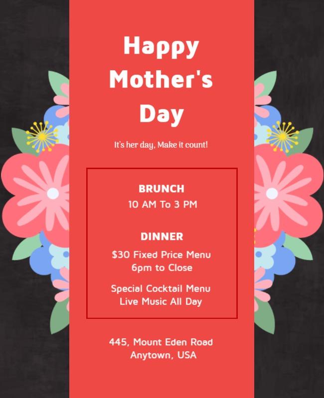 Mothers Day Brunch and Dinner Event Flyer Template