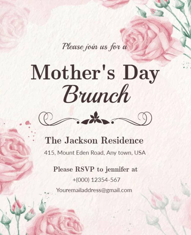 Mothers Day Brunch Invitation Flyer Template