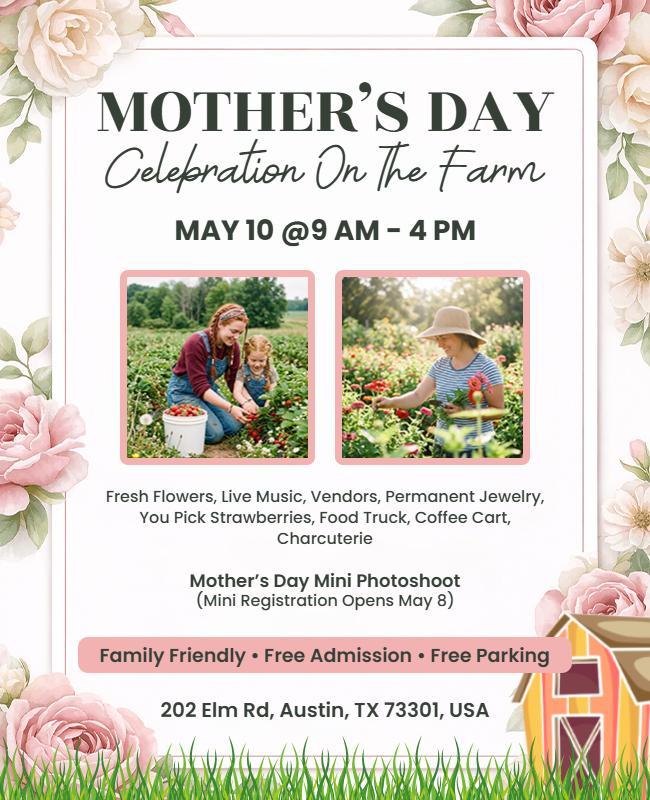 Mother's Day Celebration Farm Event Flyer Template