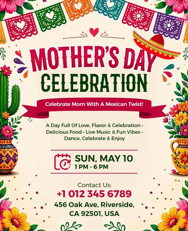 Mother's Day Celebration Mexican Theme Flyer Template