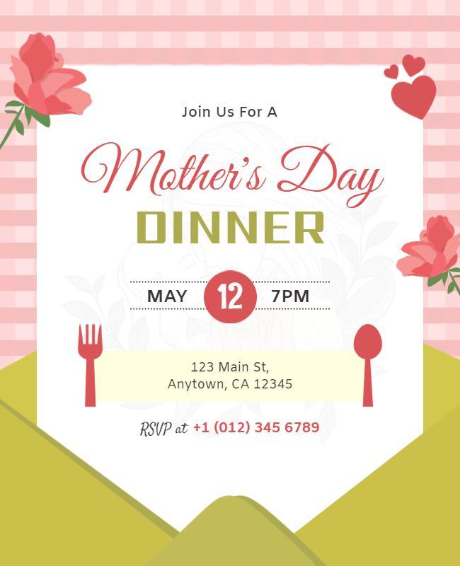 Mothers Day Dinner Invitation Flyer Template