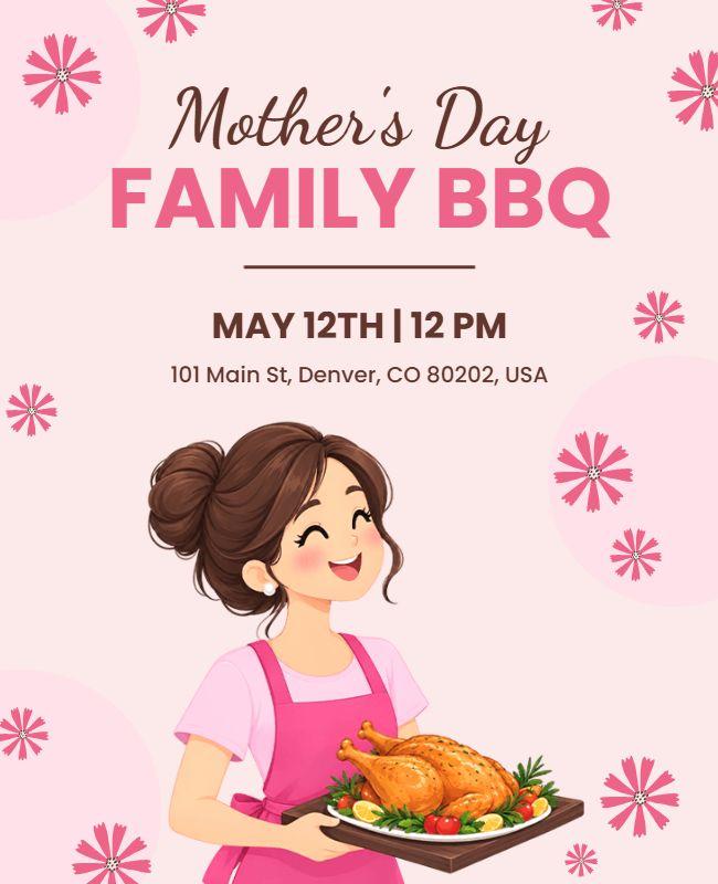 Mother's Day Family BBQ Celebration Poster Template