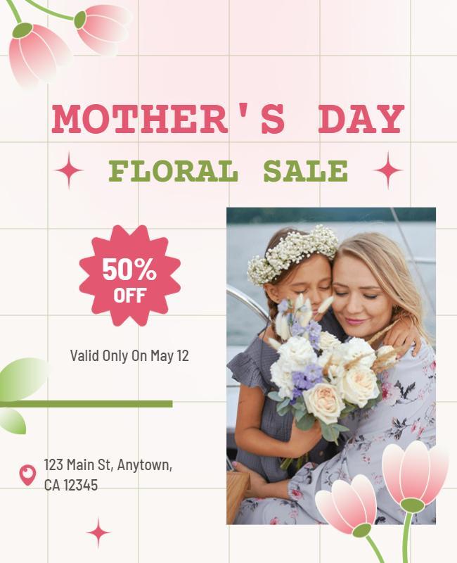 Mothers Day Floral Sale Promotion Flyer Template