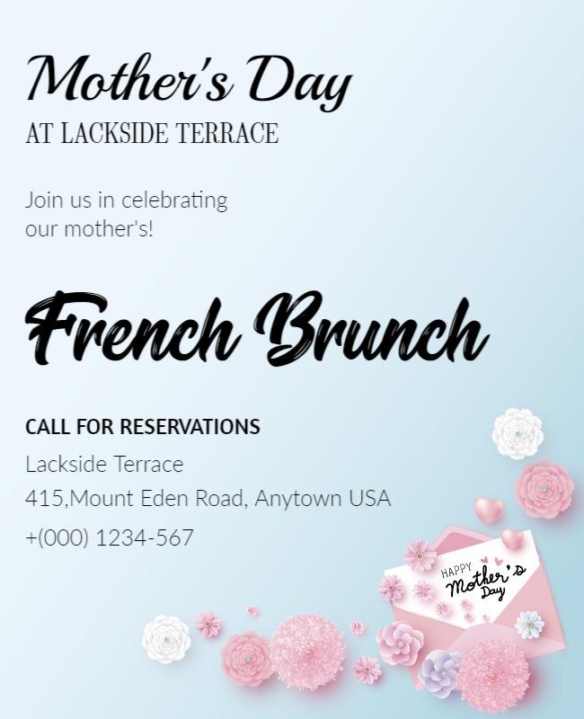 Mothers Day French Brunch Celebration Flyer Template