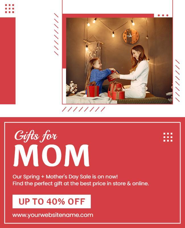 Modern Red Spring Mother's Day Gifts for Mom Flyer Template