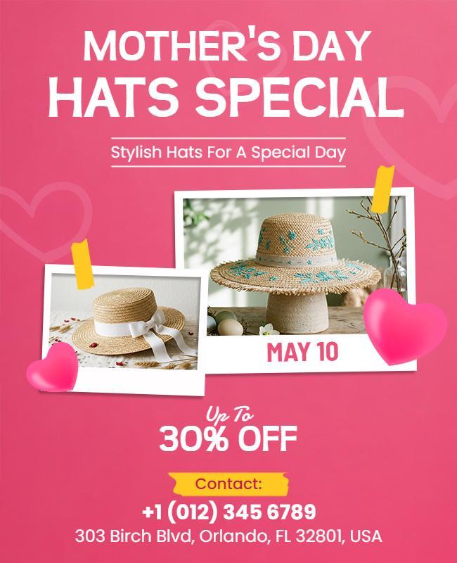 Mother's Day Hat Sale Promotion Flyer Template
