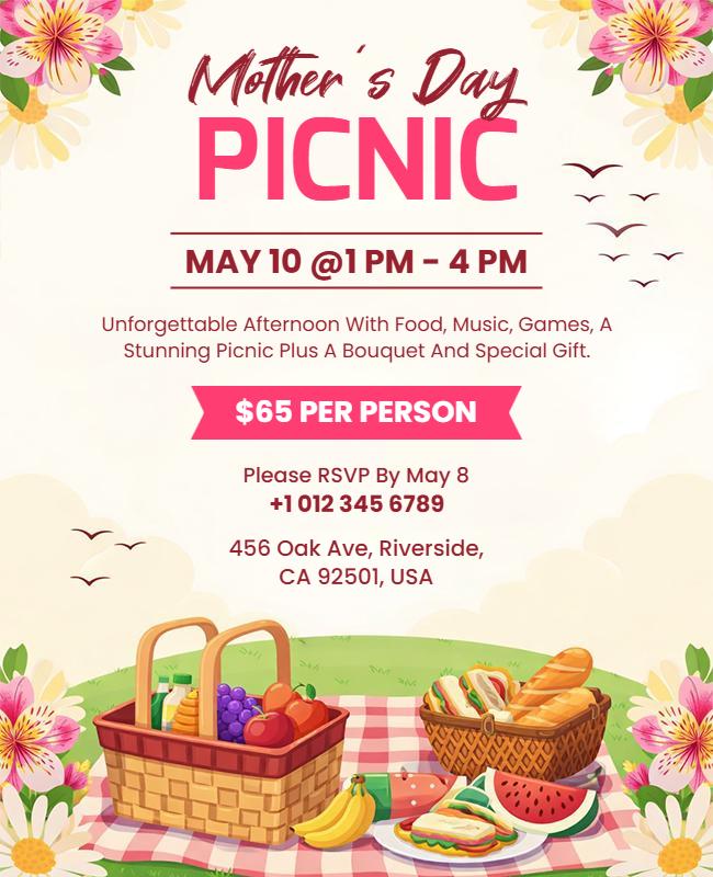 Mother's Day Picnic Celebration Flyer Template