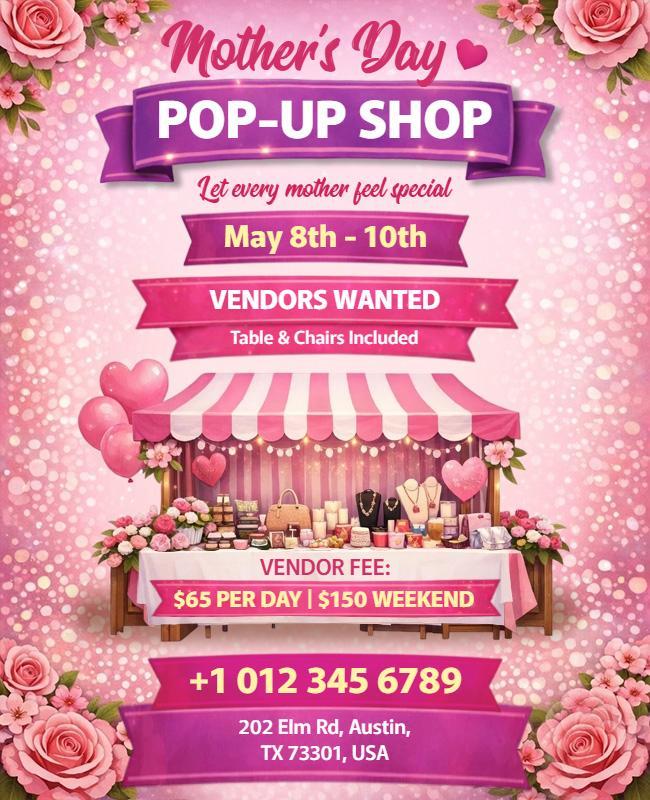Mother's Day Pop-up Shop Event Flyer Template