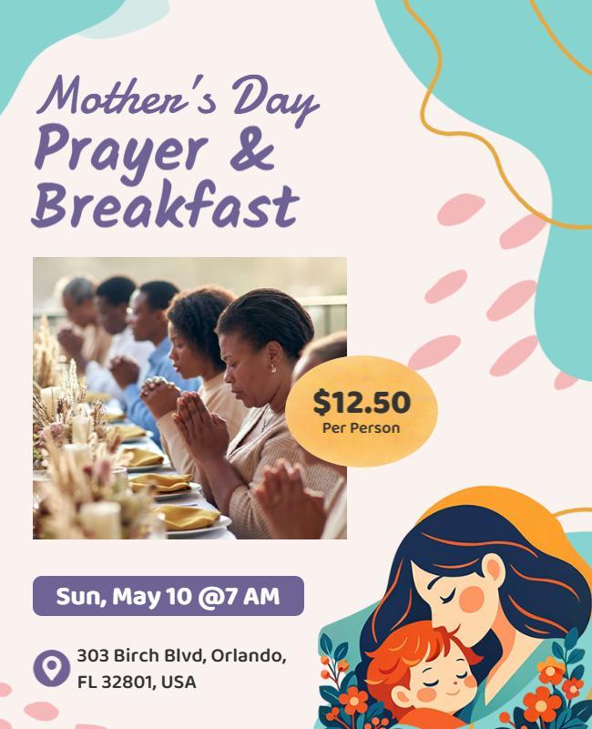 Mother's Day Prayer and Breakfast Event Flyer Template
