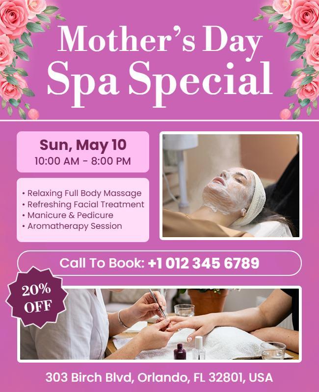Mother's Day Spa Special Promotion Flyer Template