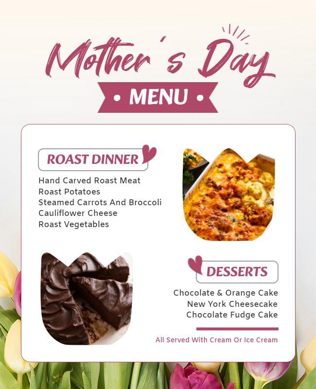 Mothers Day Special Menu Flyer Template