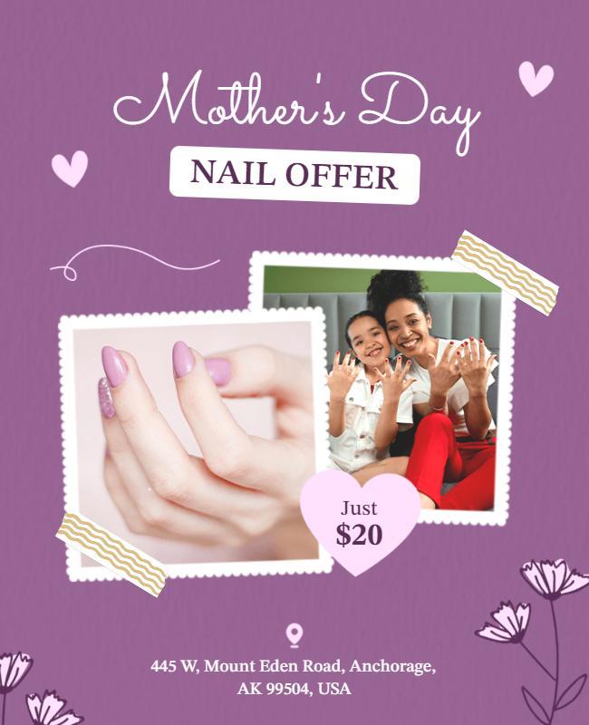 Mothers Day Special Nail Treatment Flyer Template