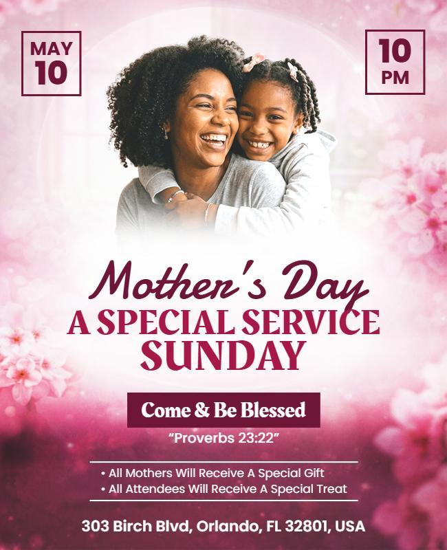 Mother's Day Special Service Sunday Flyer Template