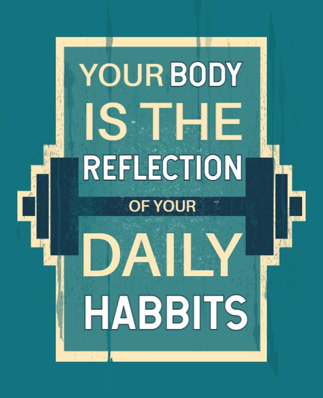 Motivational Fitness Quote with Dumbbell Design Poster Template