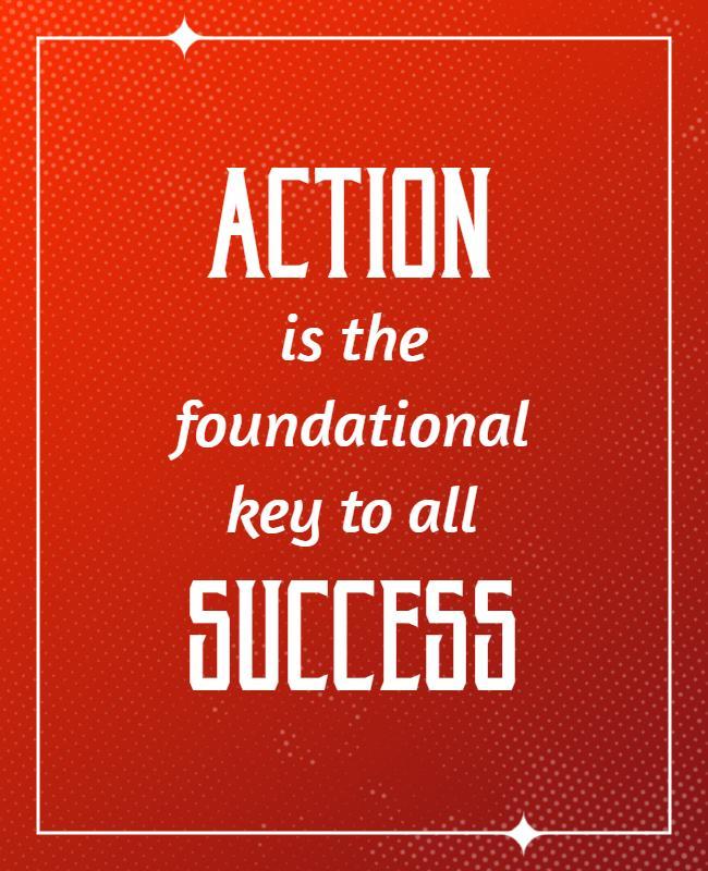 Motivational Red Action Success Quote Poster Template