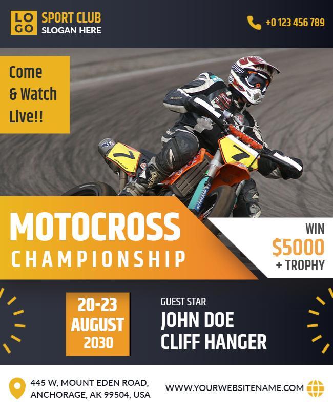 Dynamic Orange Motocross Championship Event Flyer Template