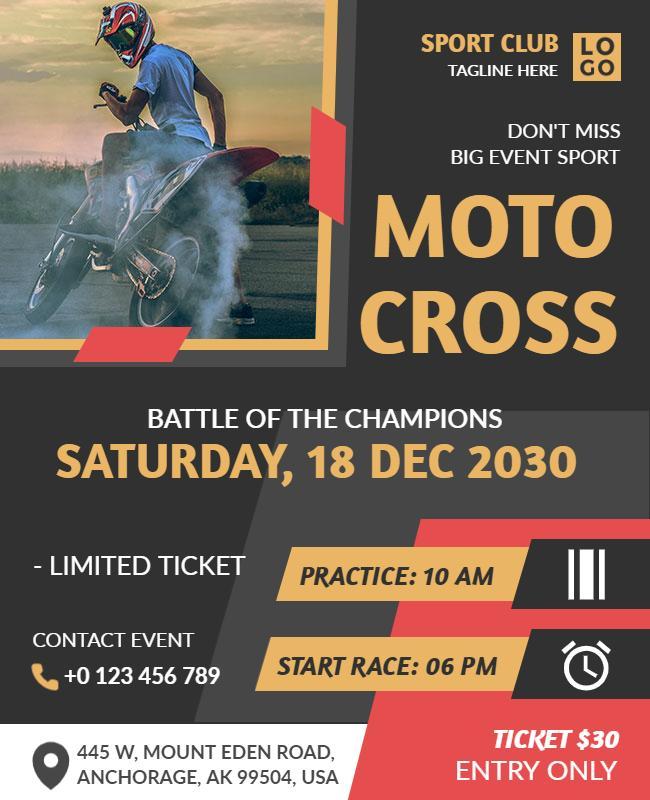 Dynamic Orange Moto Cross Championship Event Flyer Template