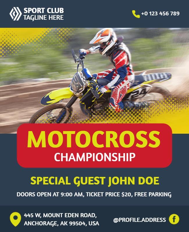 Dynamic Red Motocross Championship Racing Flyer Template