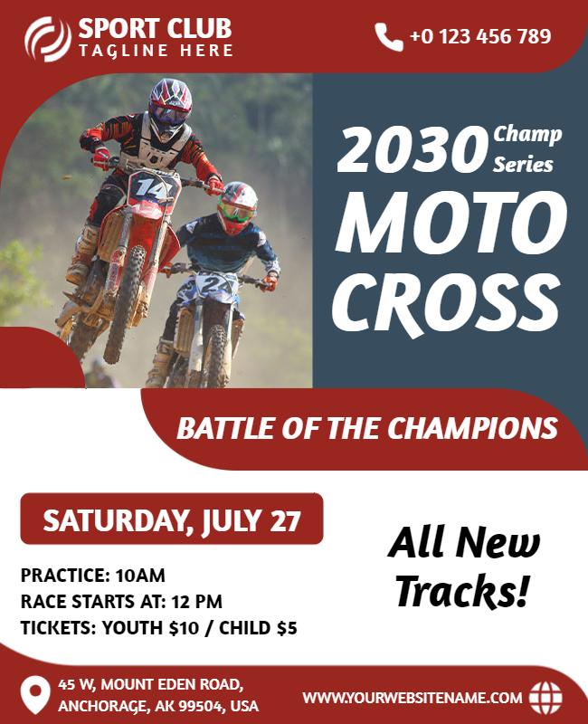 Exciting Red Motocross Championship Race Flyer Template